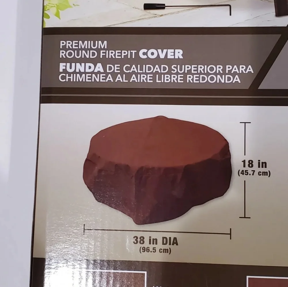 Elemental Round Firepit Cover Brown Water Resistant UV Protected Heavy Duty 38”